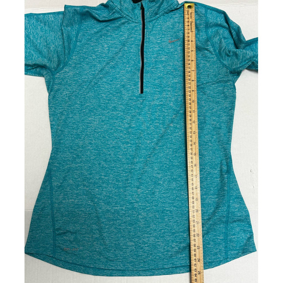 Nike Running‎ Women's Dri-Fit Quarter Zip Jacket Size M Thumb Holes Teal - Picture 8 of 10